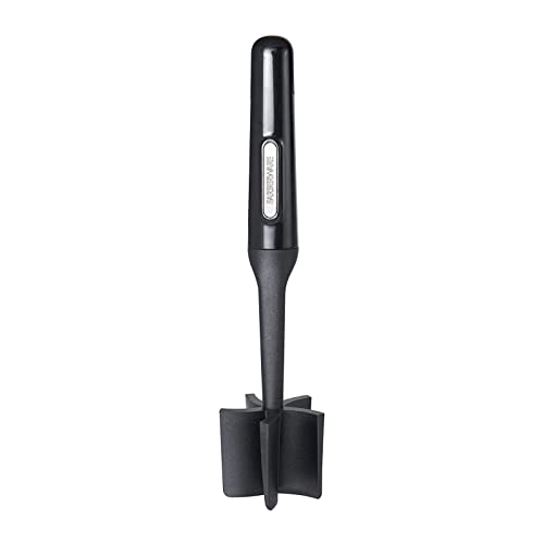 A black Farberware Meat Chopper with a textured handle and five wide blades designed to chop and stir ground meat while cooking.