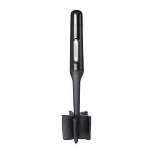 A black Farberware Meat Chopper with a textured handle and five wide blades designed to chop and stir ground meat while cooking.