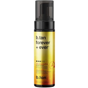 B.Tan Forever + Ever is a 1-hour self-tanning mousse, promising ultra long-lasting results up to 11 days. The bottle has a capacity of 200 mL (6.7 US fl oz).