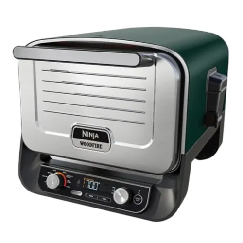 Ninja Woodfire outdoor grill and smoker with digital controls and temperature display.