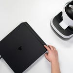 A PlayStation console and a virtual reality (VR) headset.