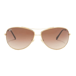 Ray-Ban 63mm Aviator Sunglasses feature a classic aviator design with brown gradient lenses and a gold metal frame, offering a timeless and stylish look.