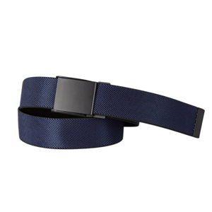 Dark blue fabric belt with a black matte buckle, designed in a simple yet durable style.