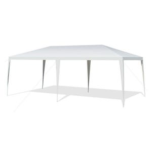 A white 10' x 20' heavy-duty canopy tent, featuring a simple, rectangular design with six supporting legs for outdoor use.