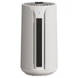A modern air purifier with a sleek design, featuring a vertical grille and control panel on top for easy operation.