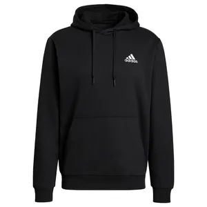 Black Adidas hoodie with a kangaroo pocket and drawstring hood, featuring the Adidas logo on the chest.
