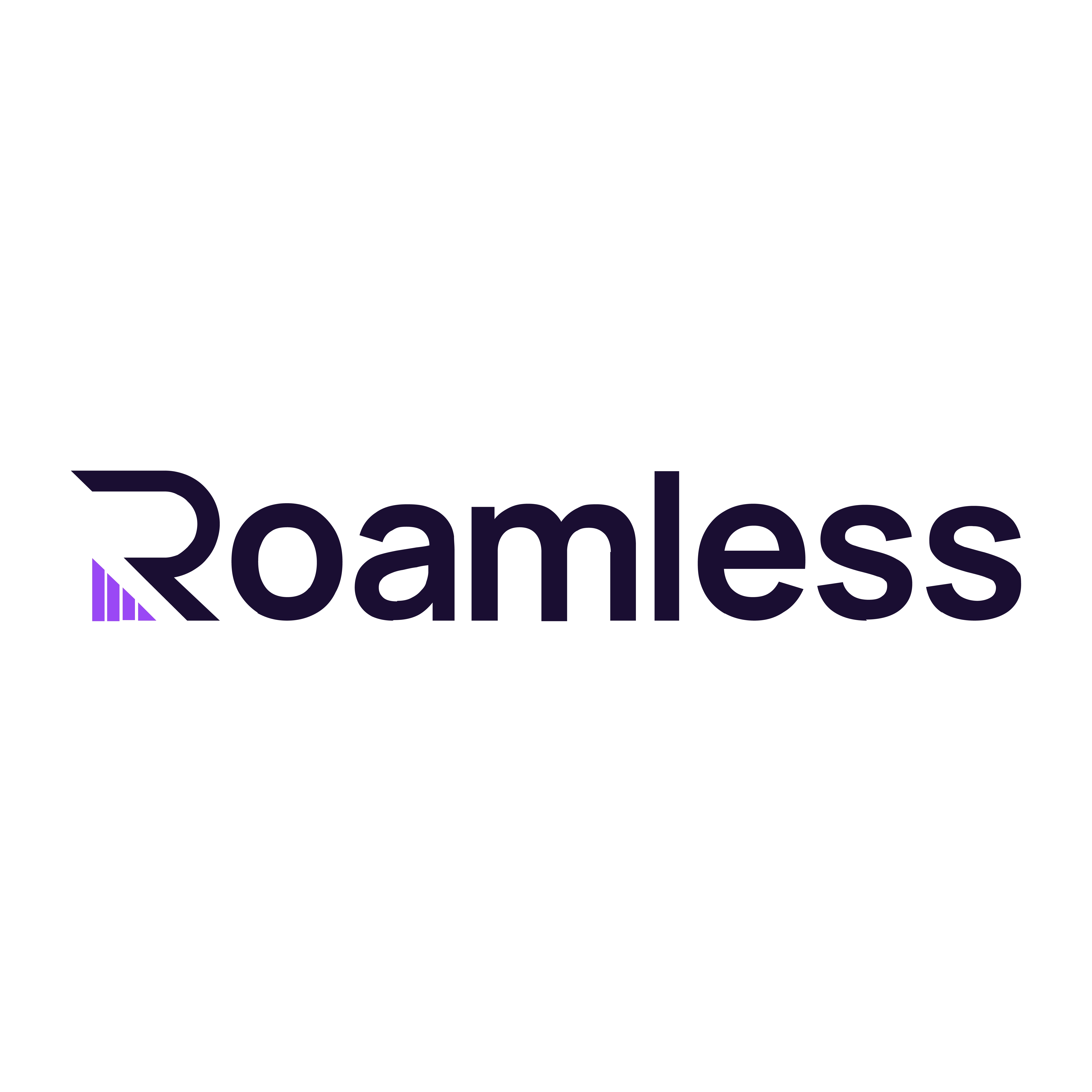 Roamless logo with stylized text and a purple accent.