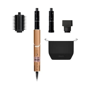 Shark FlexStyle Air Styling & Drying System with various attachments, including a round brush, concentrator nozzle, and hair dryer attachment, plus a black storage bag.