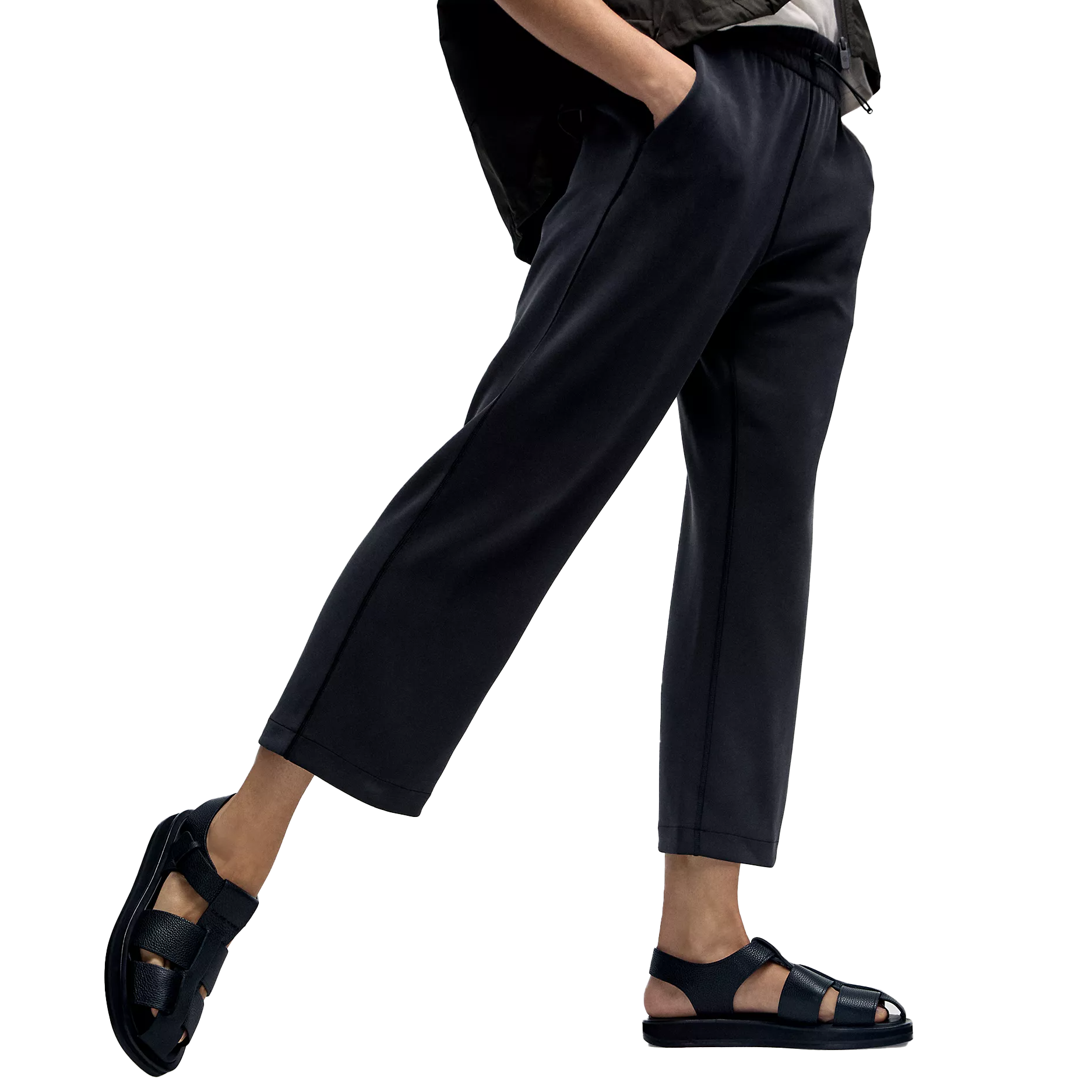 Lululemon Softstreme Cropped Pants feature a relaxed fit with an elastic waistband and wide-leg design, ideal for casual wear. Made from a soft, comfortable fabric, they offer ease of movement and an effortlessly stylish look.
