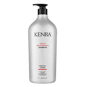 Kenra Color Maintenance Shampoo, 1 liter (33.8 fl oz) bottle with pump dispenser, designed to protect color-treated hair.