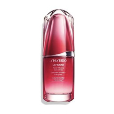 Shiseido Ultimune Power Infusing Concentrate in a sleek red and silver bottle.
