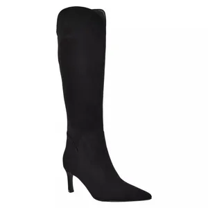 Black knee-high boot with a pointed toe and a slim heel.