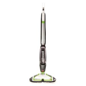 Bissell SpinWave mop, featuring dual rotating mop pads for cleaning hard floors, with a sleek design and ergonomic handle.