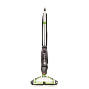 Bissell SpinWave mop, featuring dual rotating mop pads for cleaning hard floors, with a sleek design and ergonomic handle.