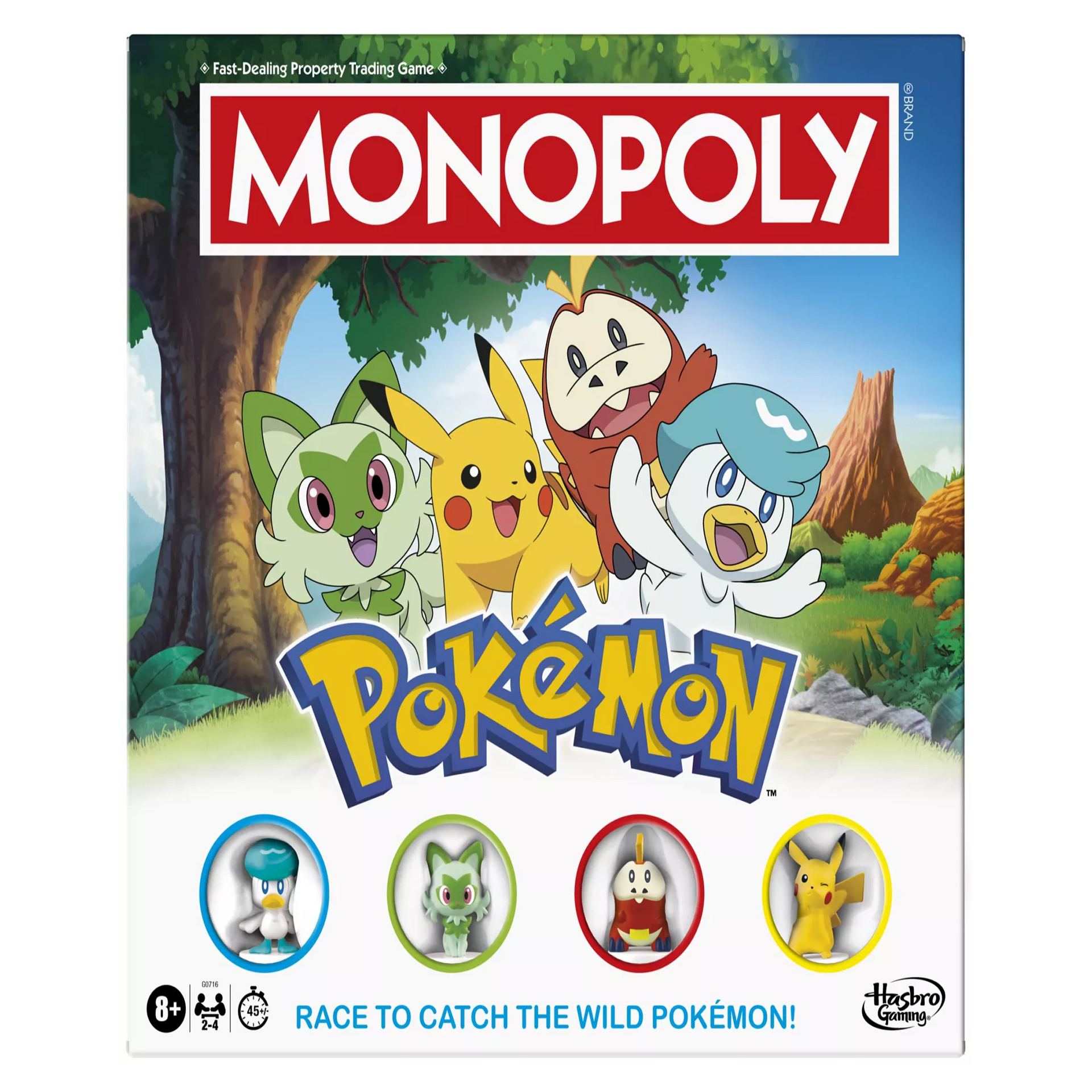 Monopoly Pokémon Edition features characters like Pikachu and other Pokémon from the franchise with interactive game pieces. Designed for ages 8 and up, it combines classic Monopoly gameplay with a Pokémon theme.