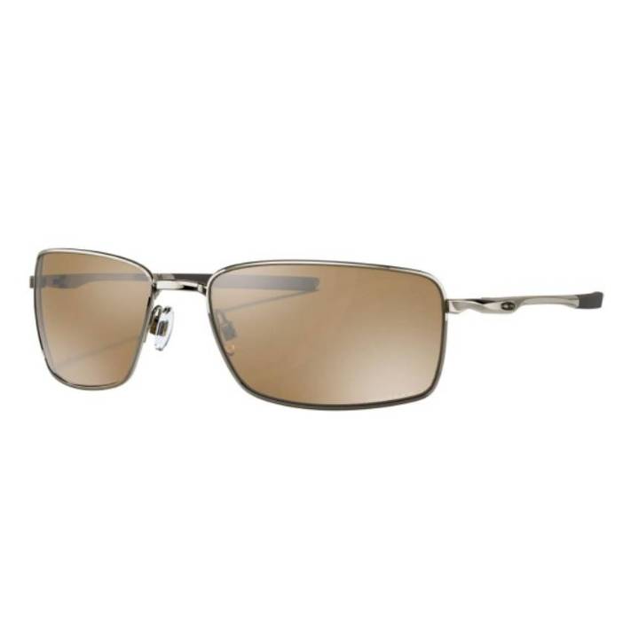 A pair of rectangular-framed sunglasses with brown tinted lenses.