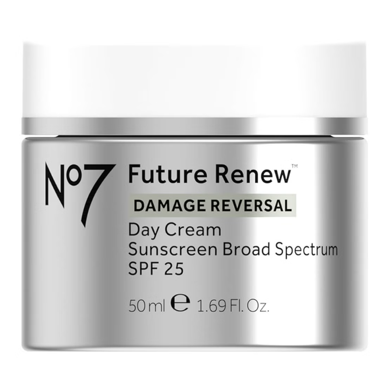 No7 Future Renew Damage Reversal Day Cream is a 50 ml moisturizer with SPF 25, offering sunscreen broad spectrum protection.