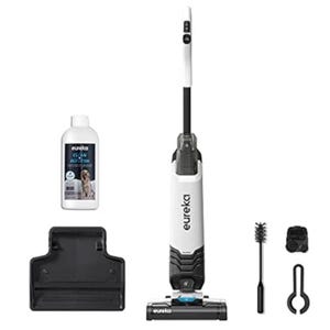 Eureka Wet Dry Vacuum Cleaner & Mop includes a vacuum cleaner, cleaning solution, charging base, brush, cleaning tool, and accessory holder.