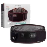 NuvoMed Heated Massage Belt with vibrating massage, adjustable settings, USB charging, and a compact design, shown with its packaging.