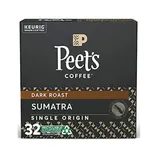 Peet's Coffee Dark Roast Sumatra Single Origin in Keurig K-Cup pods, 32 count, recyclable.