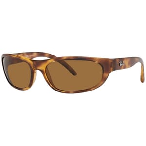Ray-Ban Predator Rectangular Sunglasses feature a slim, wraparound design with a tortoiseshell frame and brown lenses, accented by the Ray-Ban logo on the temple.
