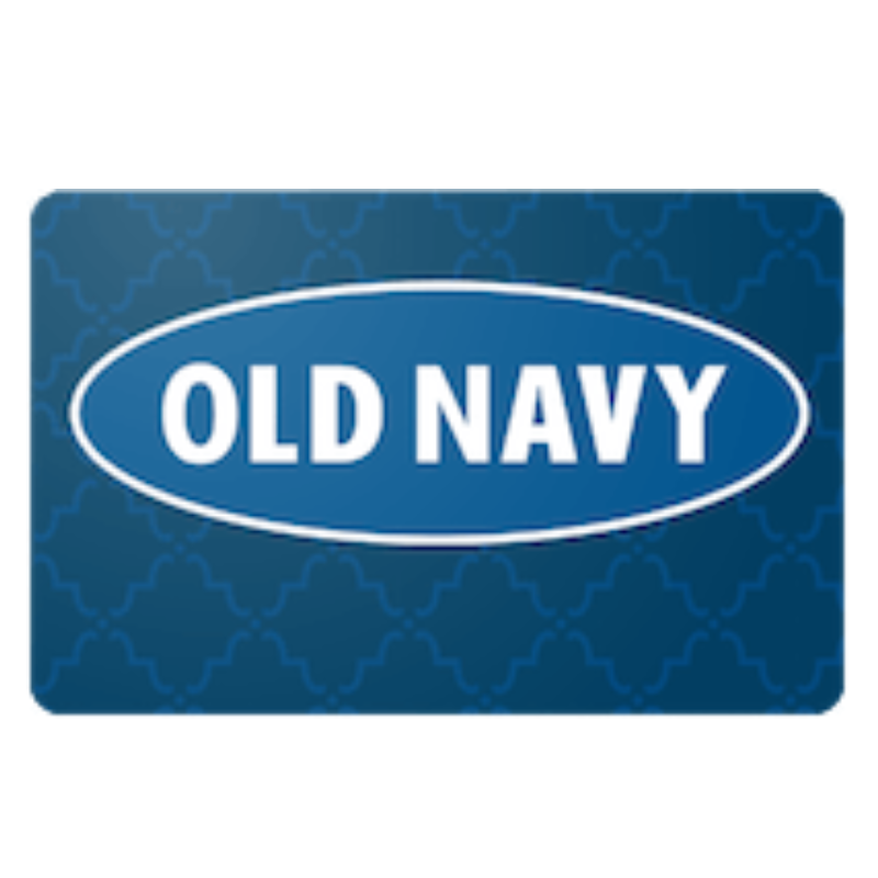Blue Old Navy gift card with a decorative pattern.