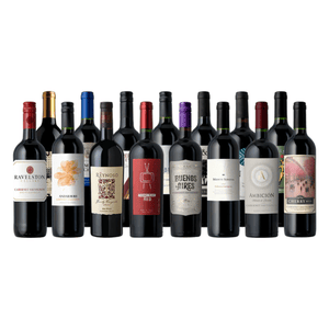 A selection of thirteen wine bottles featuring various labels and styles, including Cabernet Sauvignon and red blends from different wineries.