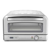 Cuisinart countertop pizza oven with digital display and controls, featuring a stainless steel design and viewing window.