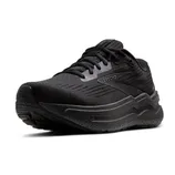 A black athletic running shoe with the brand name \“Brooks\“ on the side, featuring a cushioned sole and mesh upper for breathability.