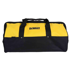 A yellow and black DEWALT tool bag with two sturdy handles, featuring the brand's logo on the front.