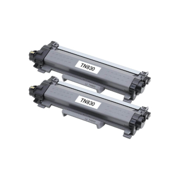 2-pack Brother TN830 toner cartridges compatible with select Brother laser printers, designed to provide high-quality black prints.