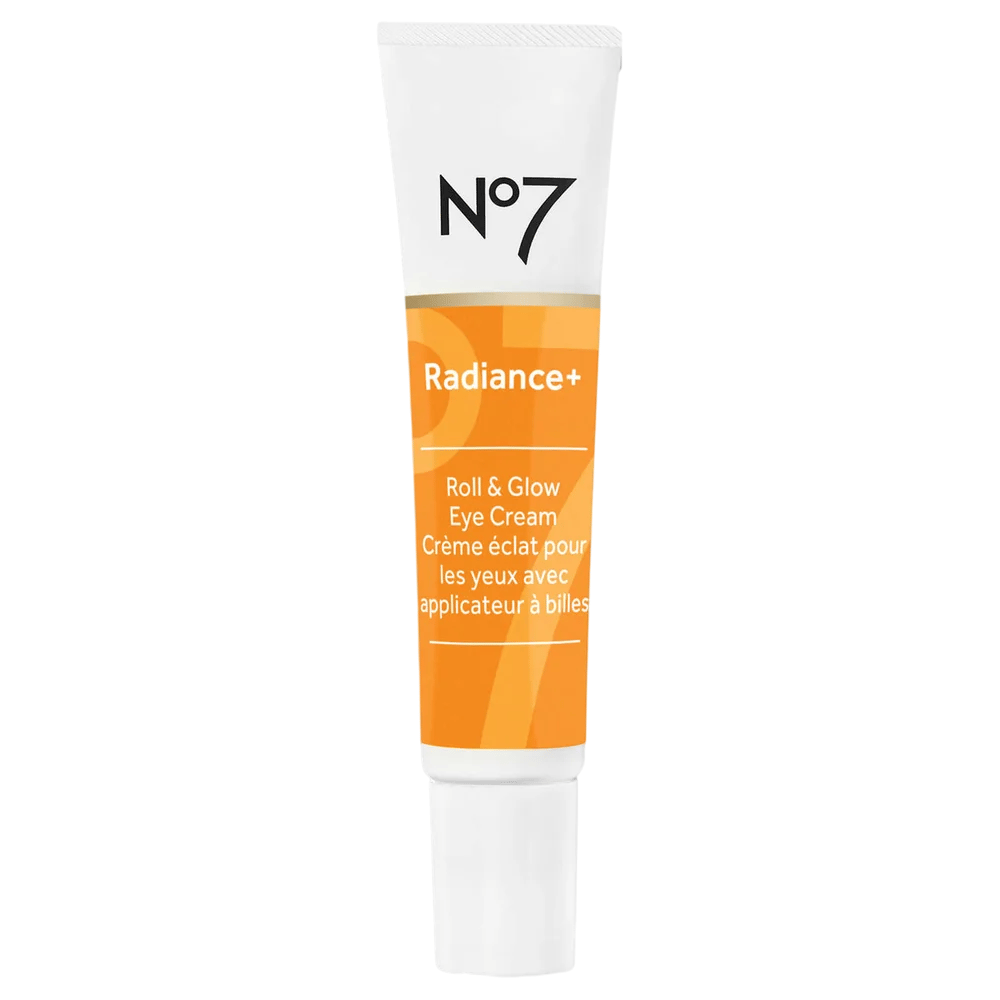 No7 Radiance+ Roll & Glow Eye Cream, featuring a ball applicator, is designed to brighten the eye area.