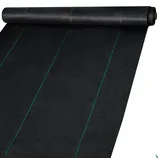 Black landscape fabric roll with subtle green lines.