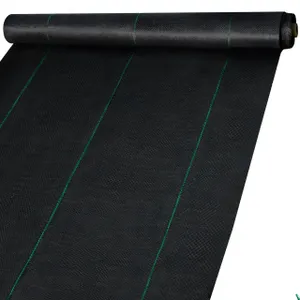 Black landscape fabric roll with subtle green lines.