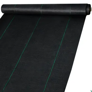 Black landscape fabric roll with subtle green lines.
