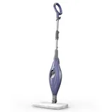 A purple steam mop with a round handle and cleaning pad, designed for floor cleaning.