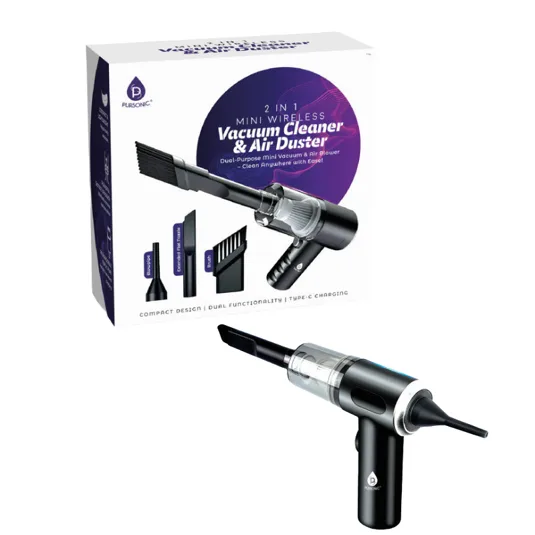 2-in-1 wireless vacuum cleaner and air duster with dual functionality for versatile cleaning, featuring a compact design and Type-C charging.
