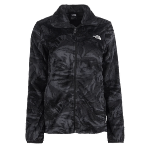 Black North Face fleece jacket with a full zip and subtle pattern, featuring the brand logo on the chest.