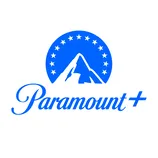 The Paramount+ logo features a blue mountain with a circle of stars above it and \“Paramount+\“ written beneath.