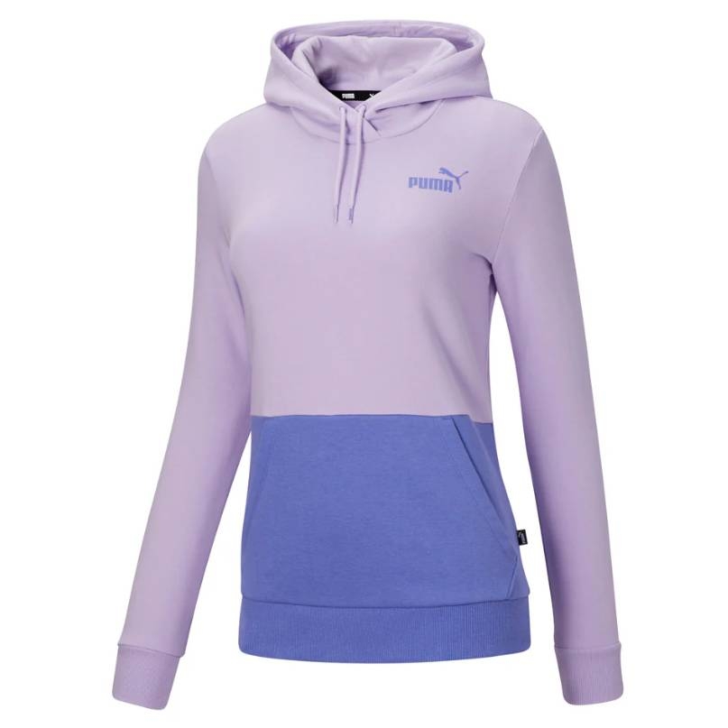 Puma Hoodie Big Logo in pastel purple features a two-tone design with a light purple top and darker purple lower half, a drawstring hood, and a large Puma logo on the chest.
