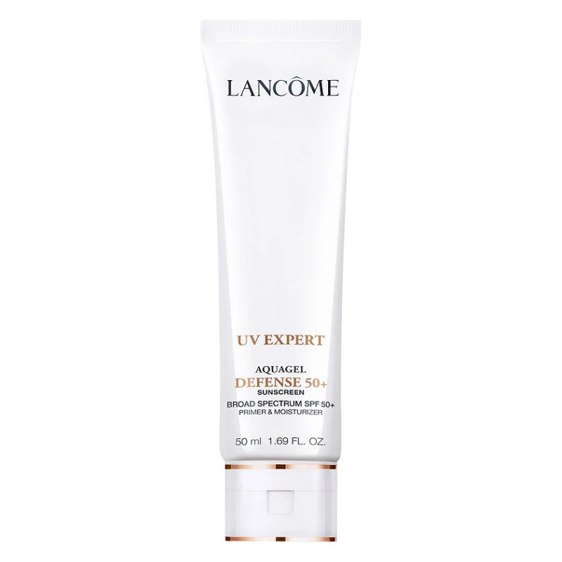 Lancôme UV Expert Aquagel Defense 50+ Sunscreen is a broad spectrum SPF 50+ primer and moisturizer in a 50 ml (1.69 fl. oz.) tube.
