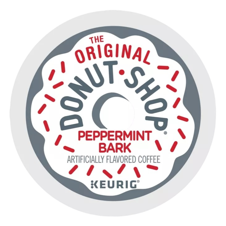 The Original Donut Shop Peppermint Bark K-Cup by Keurig is artificially flavored coffee with a peppermint bark taste.