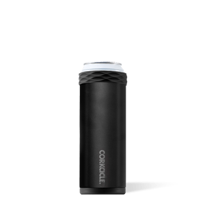 A black Corkcicle Arctican Bottle with a textured gray twist-off cap designed to keep drinks cold.