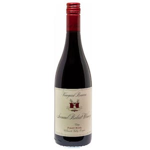 Bottle of Samuel Robert Winery Pinot Noir, Vineyard Reserve, from Willamette Valley, Oregon, with a red screw cap.