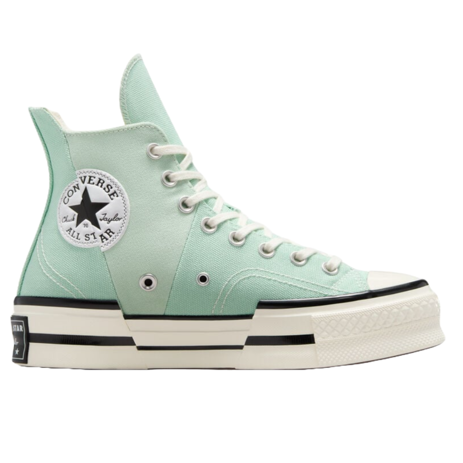 A high-top, mint green Converse Chuck Taylor All Star sneaker with a platform sole.