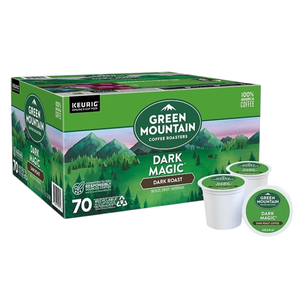 Green Mountain Coffee Roasters Dark Magic, Dark Roast K-Cup Pods, 70 count. Committed to responsibly sourced coffee and recyclable pods.