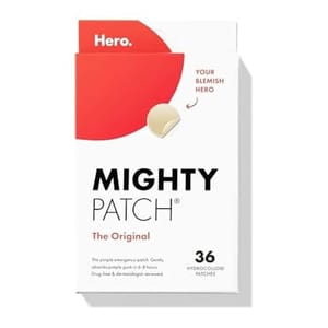 Mighty Patch by Hero is a pack of 36 hydrocolloid patches designed to gently absorb pimple gunk in 6-8 hours.