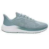 A light blue athletic sneaker featuring a breathable mesh upper, cushioned midsole, and rubber outsole.