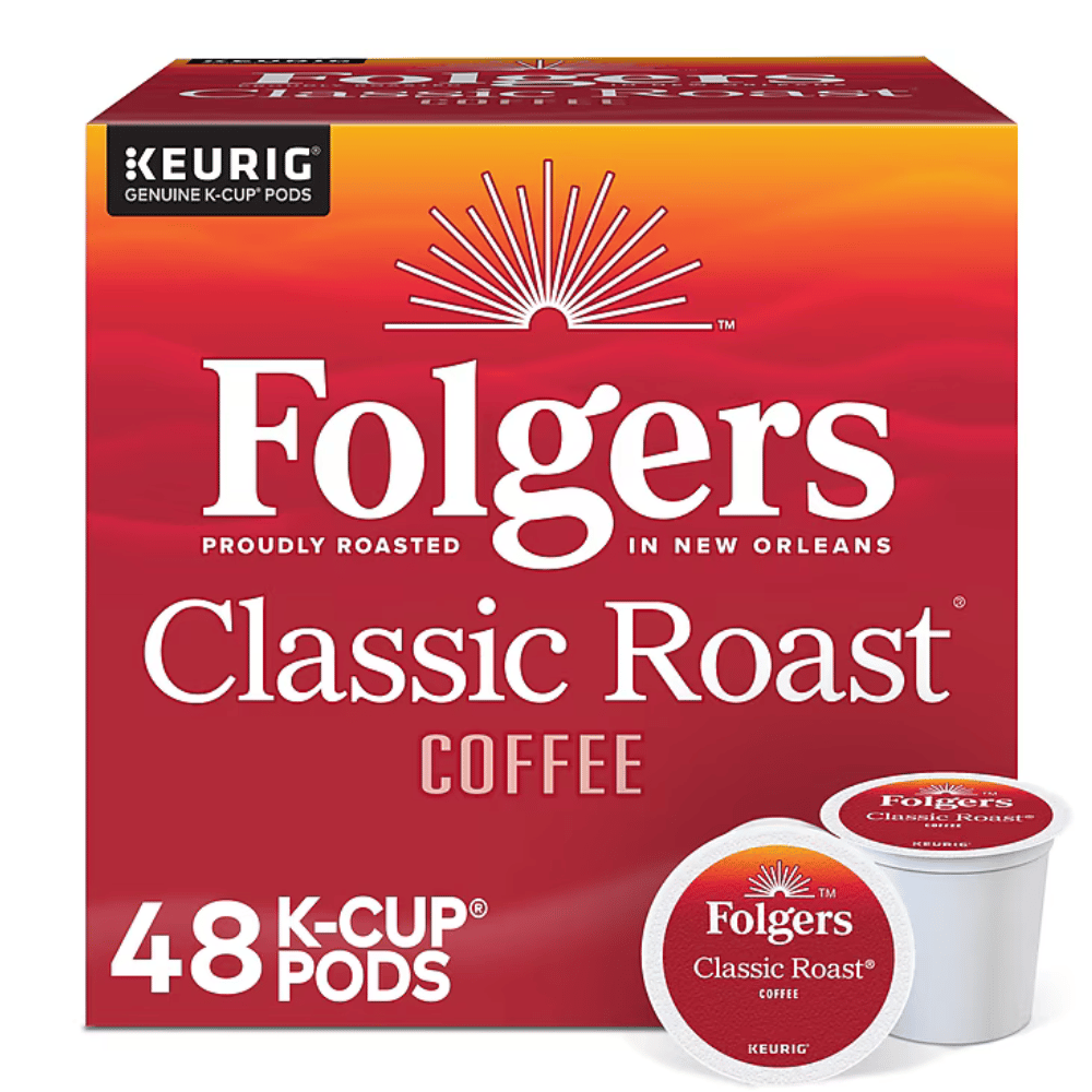 Folgers Classic Roast Coffee, 48 Keurig K-Cup pods, proudly roasted in New Orleans.