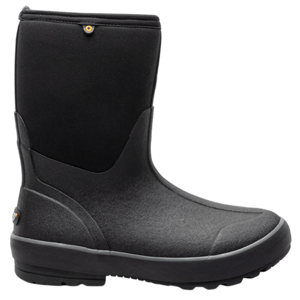 A black, mid-calf neoprene and rubber waterproof boot designed for cold weather, featuring a textured sole for traction.